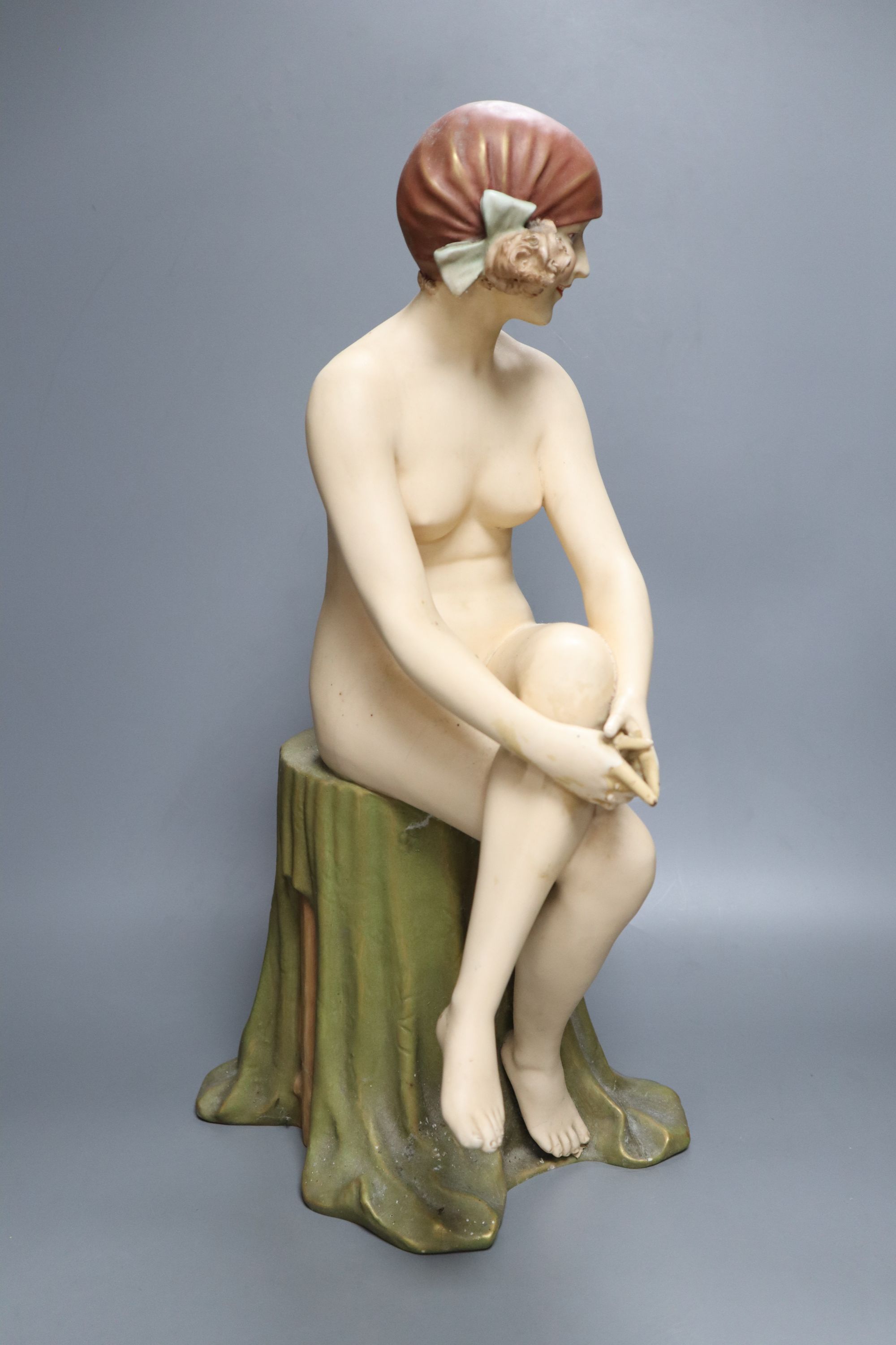 A Royal Dux figure of a nude female, height 48cm